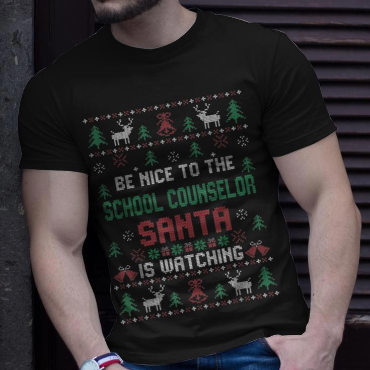 Be Nice To The School Counselor Ugly Christmas Sweaters T-Shirt Gifts for Him