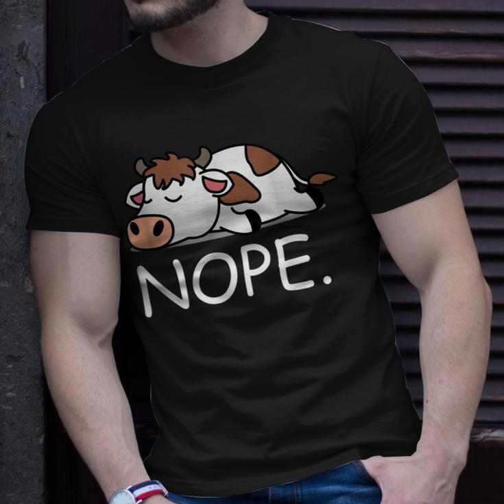 Nope Funny Lazy Cow Nope Not Today Unisex T-Shirt Gifts for Him