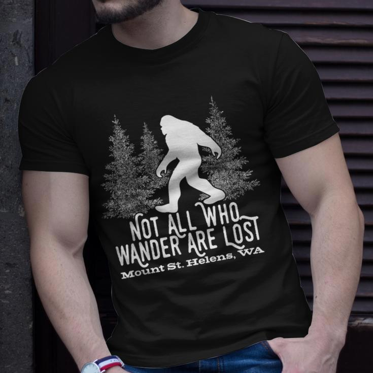 Not All Who Wander Mt Mount St Helens Wa Bigfoot Souvenir T-Shirt Gifts for Him