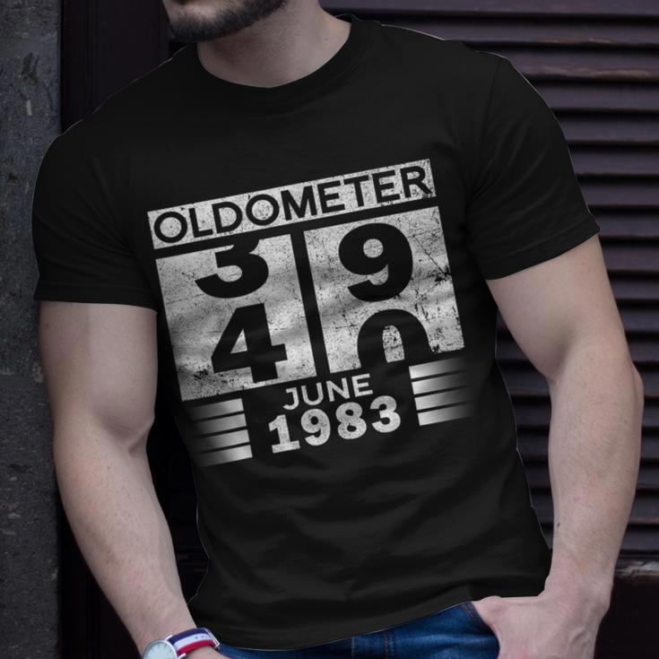 Oldometer 39-40 Born In June 1983 Funny 40Th Birthday Unisex T-Shirt Gifts for Him