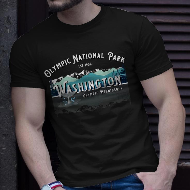 Olympic National Park Washington Hiking Camping Whales T-Shirt Gifts for Him