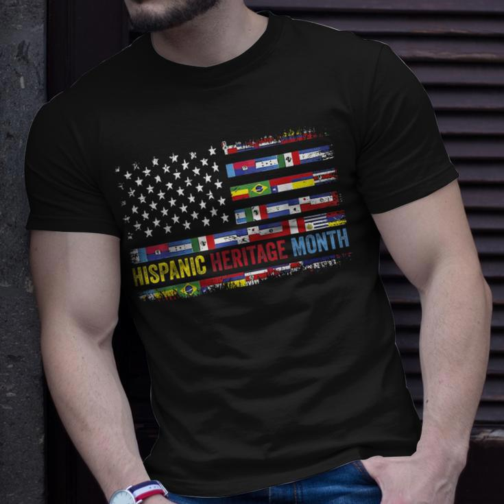 Hispanic Heritage Month All Countries Flag Heart Hands T-Shirt Gifts for Him