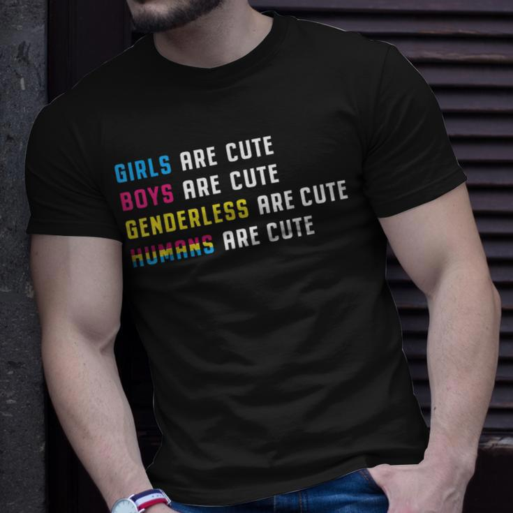 Pansexual Pride Girls Boys Genderless Humans Are Cute Lgbt Unisex T-Shirt Gifts for Him