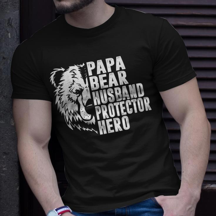 Papa Bear Husband Protector Hero Funny Dad Fathers Day Gift For Mens Unisex T-Shirt Gifts for Him
