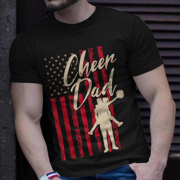 Patriotic American Flag Cheer Dad Fathers Day Coach Pride T-Shirt Gifts for Him