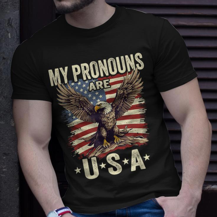 Patriotic American Flag Eagle 4Th July My Pronouns Are Usa T-Shirt Gifts for Him