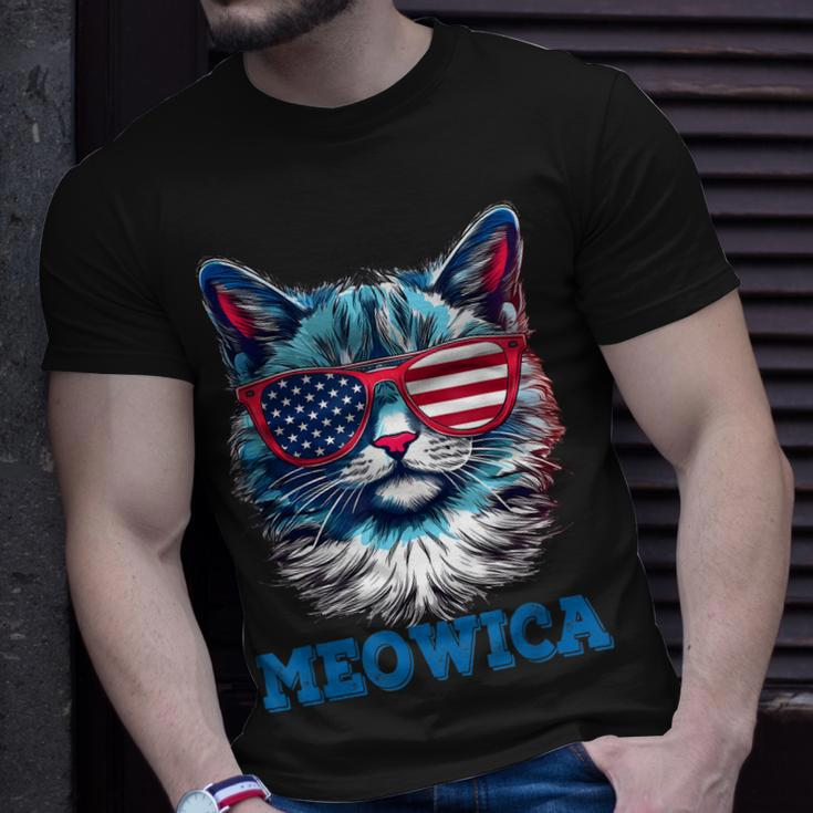 Patriotic Cat Sunglasses American Flag 4Th Of July Meowica Unisex T-Shirt Gifts for Him