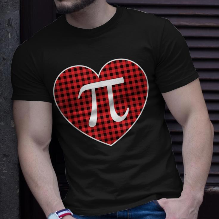 Pi Day Buffalo Plaid Heart 314 Symbol Math Nerd Gift Pi Day Funny Gifts Unisex T-Shirt Gifts for Him