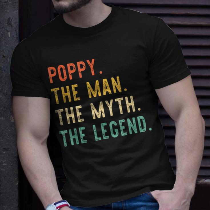 Poppy The Man The Myth The Legend Fathers Day Vintage Retro Unisex T-Shirt Gifts for Him