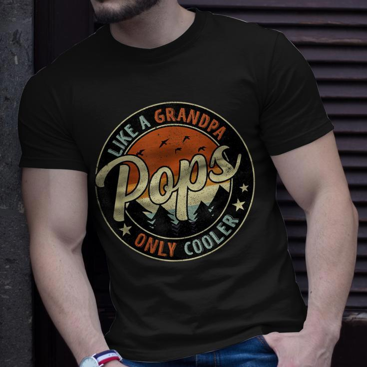Pops Like A Grandpa Only Cooler Vintage Retro Fathers Day Unisex T-Shirt Gifts for Him