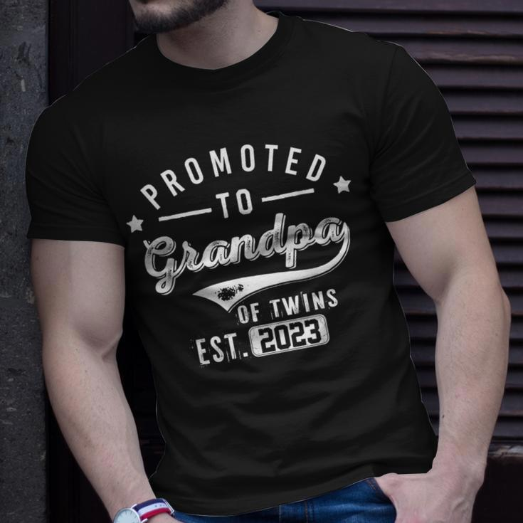 Promoted To Grandpa Of Twins Est 2023 Twin Baby Shower Daddy T-Shirt Gifts for Him