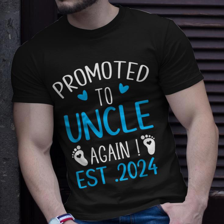 Promoted To Uncle 2024 Again Uncle New Baby Est 2024 Funny Gifts For Uncle Unisex T-Shirt Gifts for Him