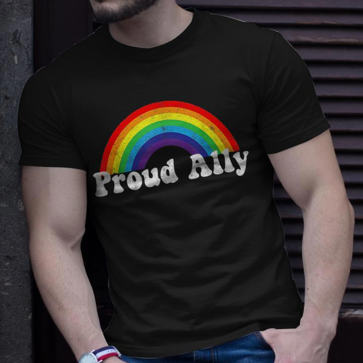 Proud Ally Lgbtq Lesbian Gay Bisexual Trans Pan Queer Gift Unisex T-Shirt Gifts for Him
