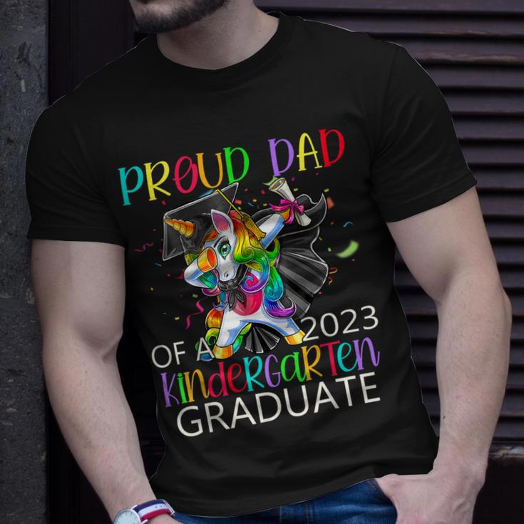 Proud Dad Of A 2023 Kindergarten Graduate Unicorn Dabbing Unisex T-Shirt Gifts for Him