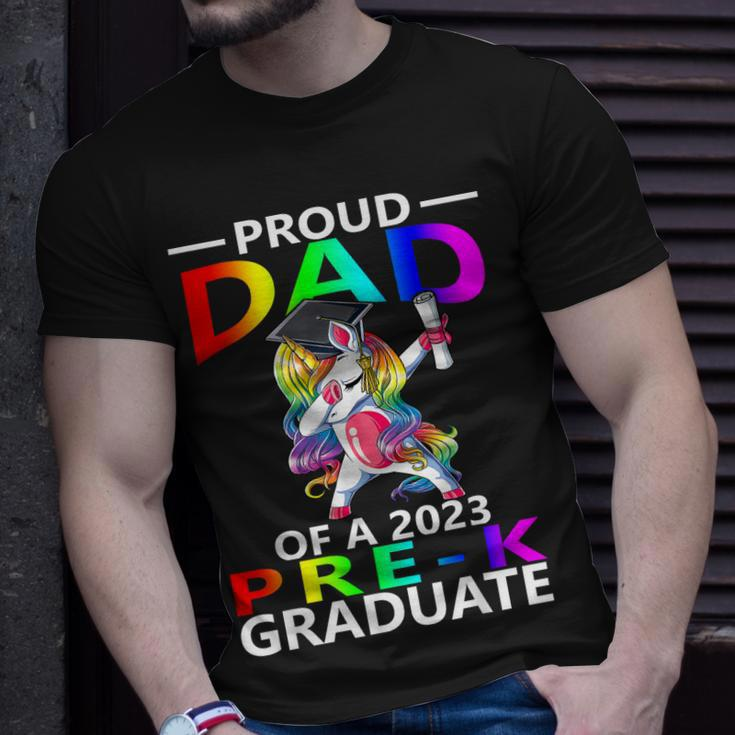 Proud Dad Of A Class Of 2023 Prek Graduate Unicorn Unisex T-Shirt Gifts for Him