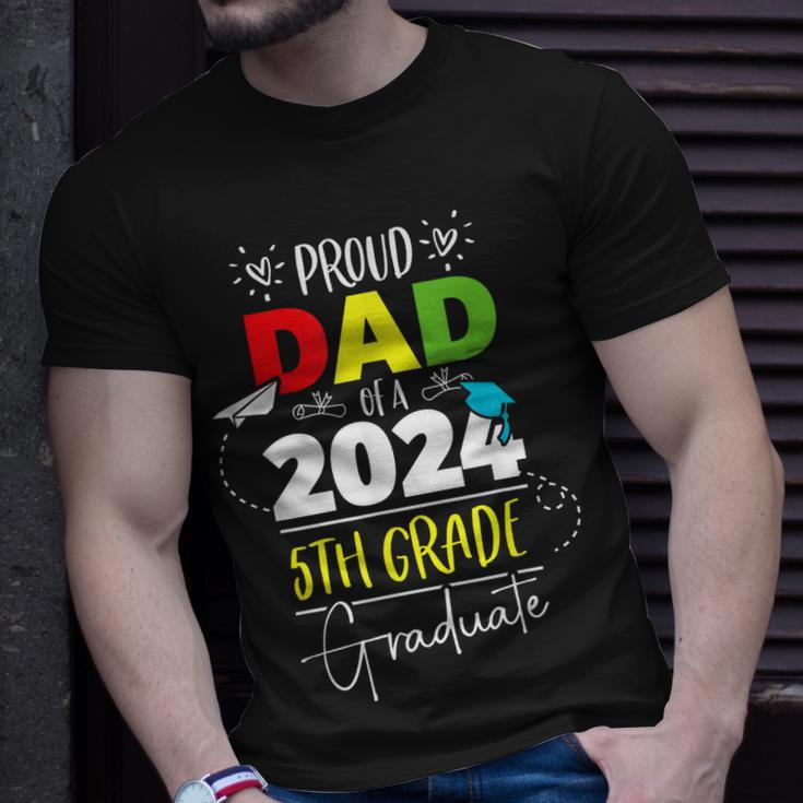 Proud Dad Of A Class Of 2024 5Th Grade Graduate Cute Heart Unisex T-Shirt Gifts for Him
