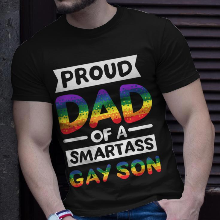 Proud Dad Of A Smartass Gay Son Funny Lgbt Pride Month Men Unisex T-Shirt Gifts for Him