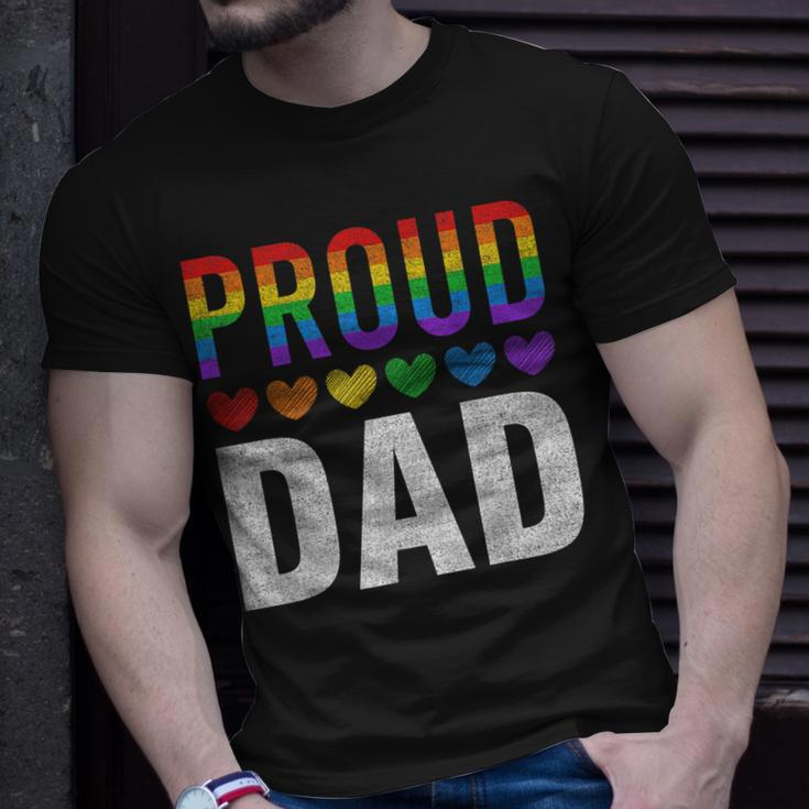 Proud Dad Of Gay Lesbian Lgbt Family Matching Pride Ally Unisex T-Shirt Gifts for Him