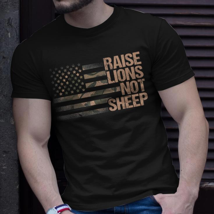 Raise Lions Not Sheep Patriotic Lion American Patriot Unisex T-Shirt Gifts for Him