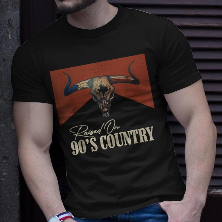 Raised On 90'S Country Music Vintage Bull Skull Western Life T-Shirt Gifts for Him