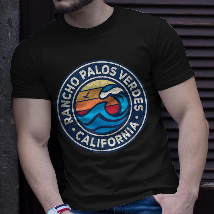 Rancho Palos Verdes California Ca Vintage Nautical Waves Des T-Shirt Gifts for Him