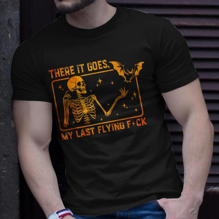 There It Goes My Last Flying Fuck Skeleton Halloween T-Shirt Gifts for Him
