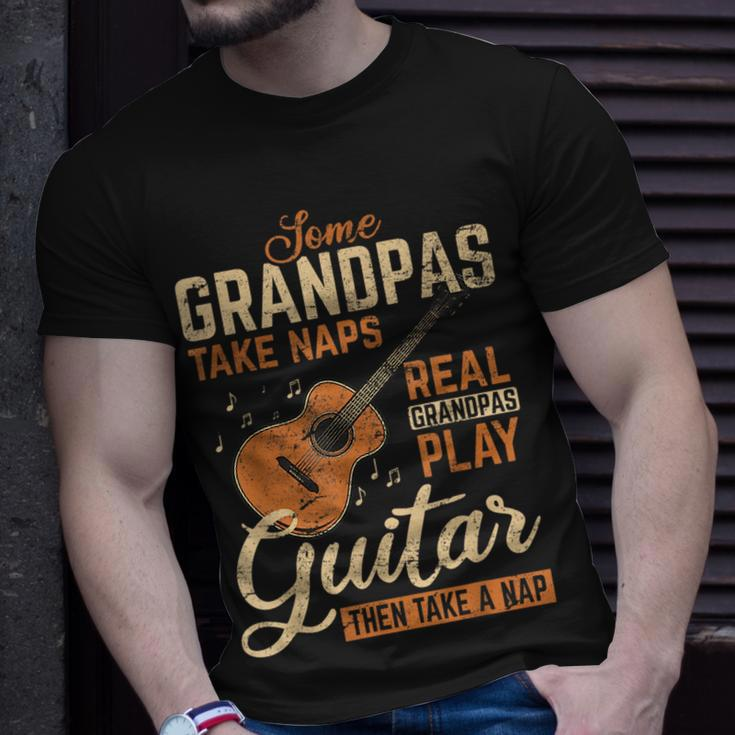 Real Grandpas Play Guitar Then Take Nap Funny Guitarist Unisex T-Shirt Gifts for Him