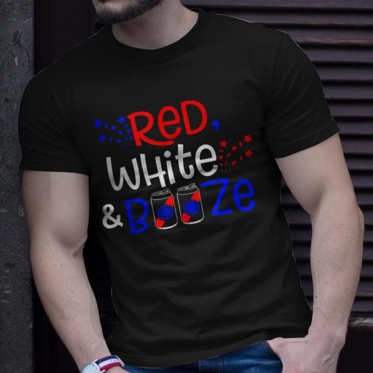 Red White And Booze Funny Adult 4Th Of July Unisex T-Shirt Gifts for Him