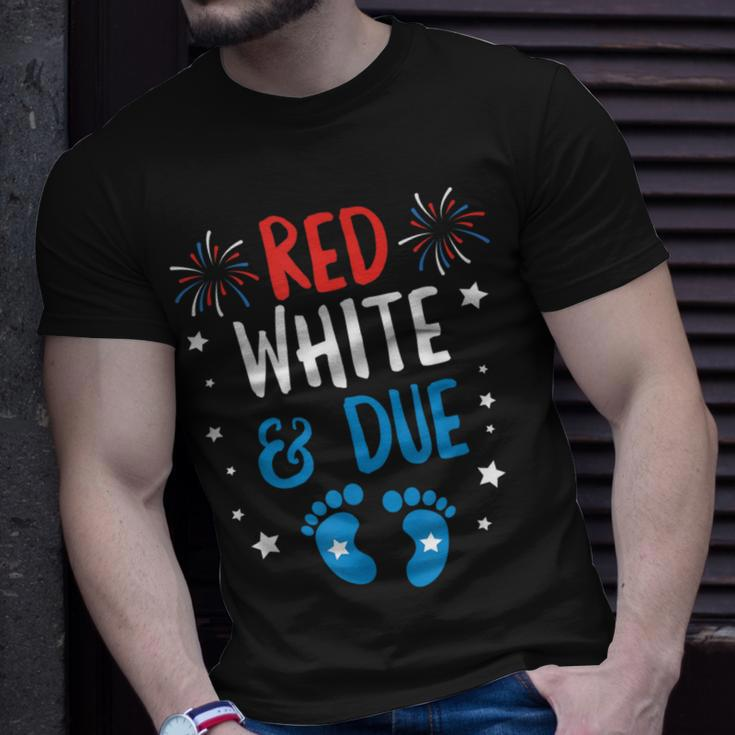 Red White And Due Baby Reveal Pregnancy Announcet Unisex T-Shirt Gifts for Him