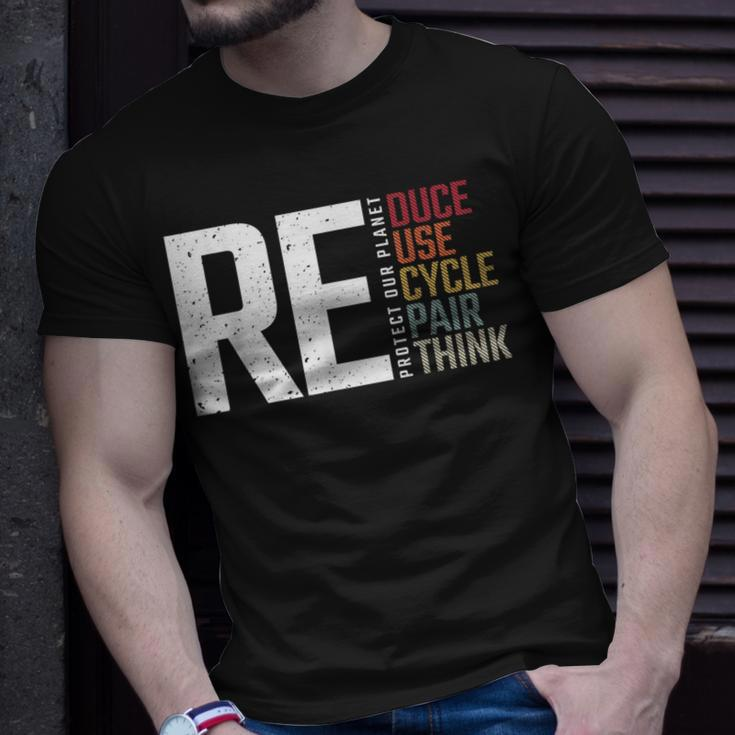 Reduce Reuse Recycle Rethink Repair Earth Day Environmental Unisex T-Shirt Gifts for Him