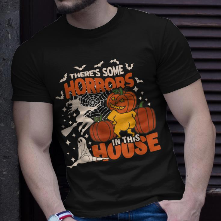 There's Some Horrors In This House Ghost Pumpkin Halloween T-Shirt Gifts for Him