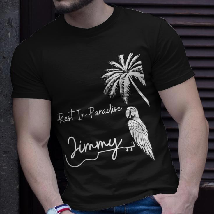 Rest In Paradise Jimmy Parrot Heads Guitar Music Lovers T-Shirt Gifts for Him
