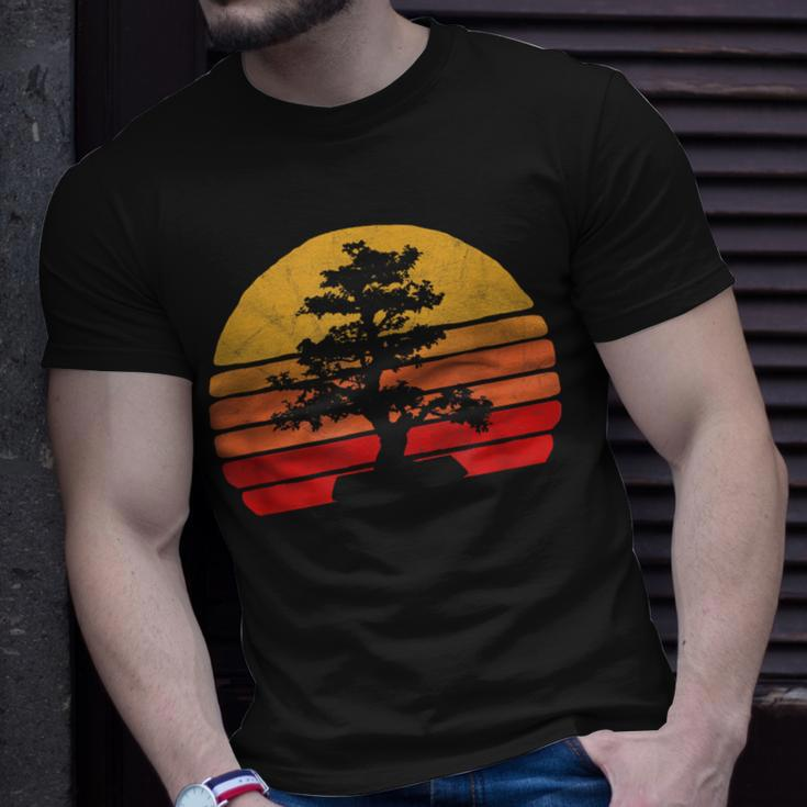 Retro Sun Minimalist Bonsai Tree Graphic T-Shirt Gifts for Him