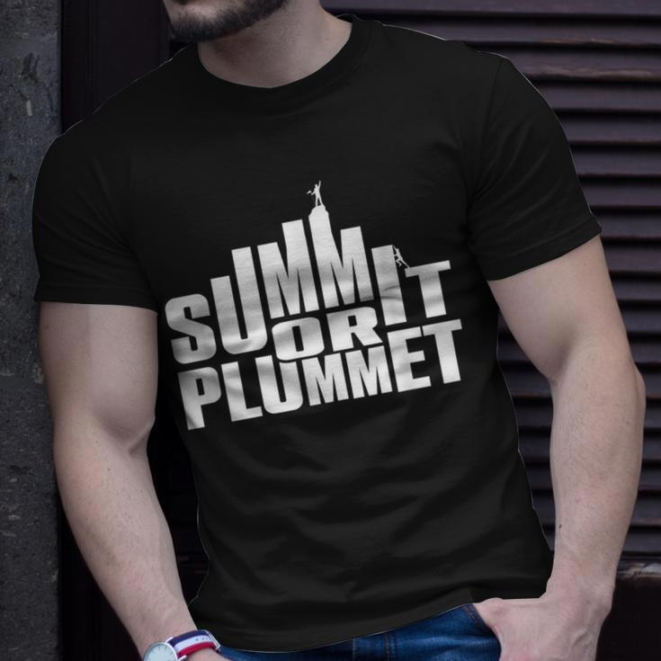 Rock Climbing & Bouldering Quote Summit Or Plummet T-Shirt Gifts for Him