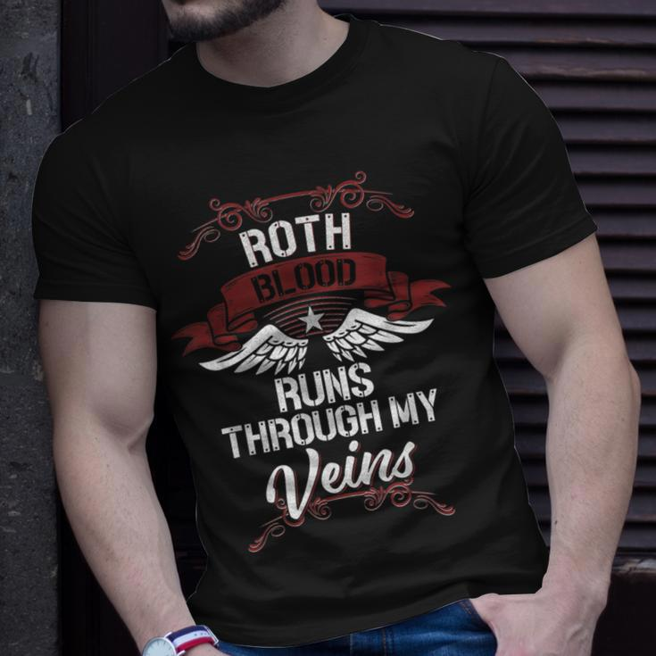 Roth Blood Runs Through My Veins Last Name Family T-Shirt Gifts for Him