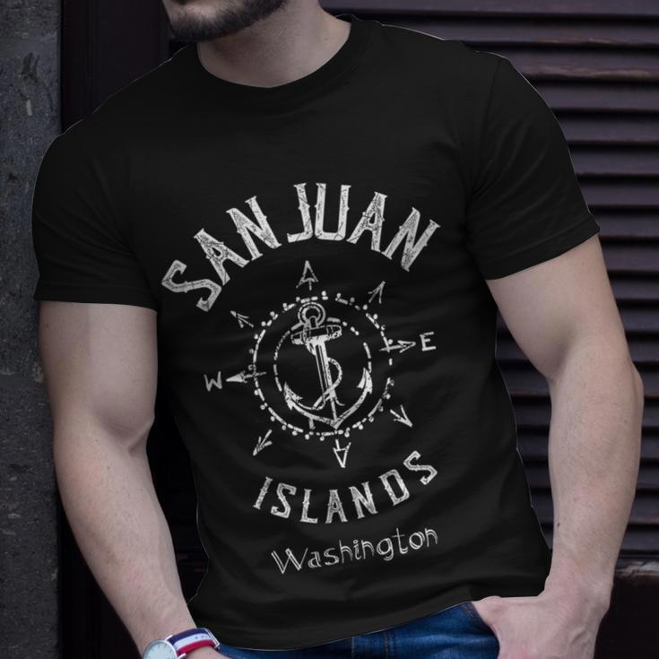 San Juan Islands Washington Wa Compass Wind Rose Boating T-Shirt Gifts for Him