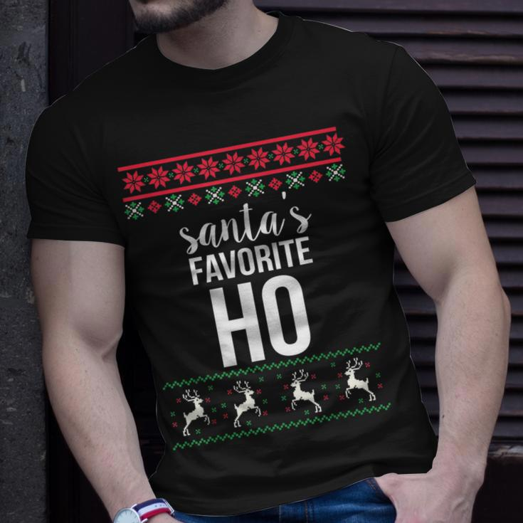 Santas Favorite Ho Ugly Christmas Sweater T-Shirt Gifts for Him