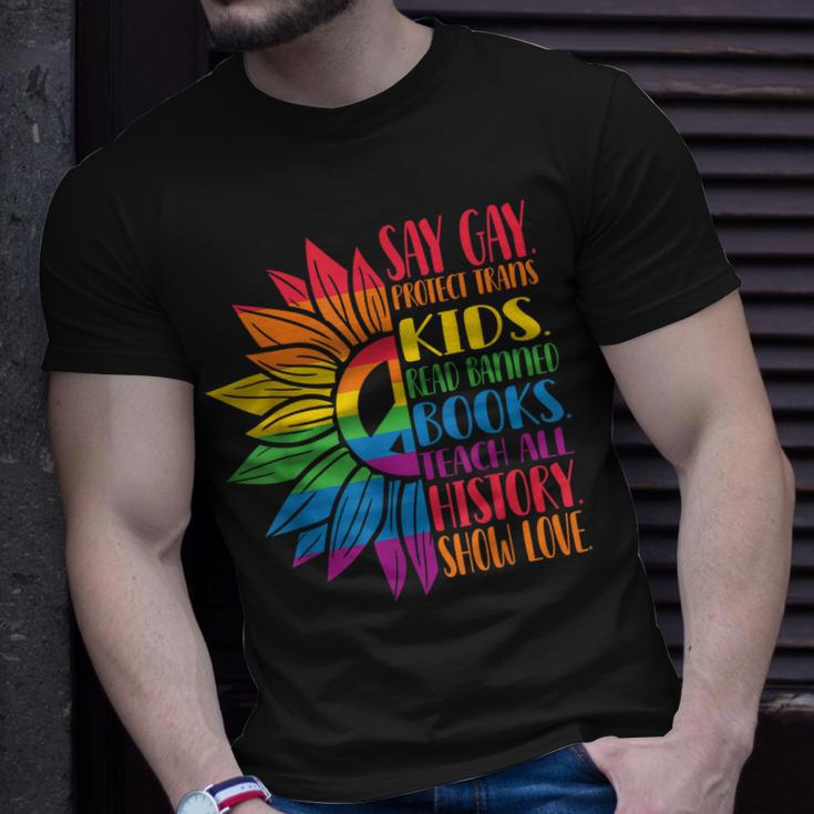 Say Gay Protect Trans Kids Read Banned Books Pride Month Unisex T-Shirt Gifts for Him