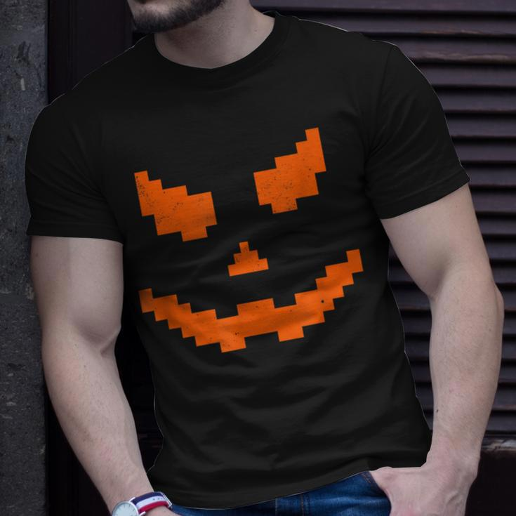 Scary Halloween Jack O Lantern Pumpkin Evil Smile Pixel Game T-Shirt Gifts for Him