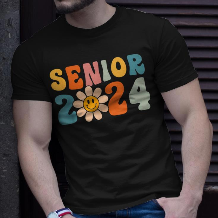 Senior 2024 Groovy Retro Happy Last Day Of School Graduation Unisex T-Shirt Gifts for Him