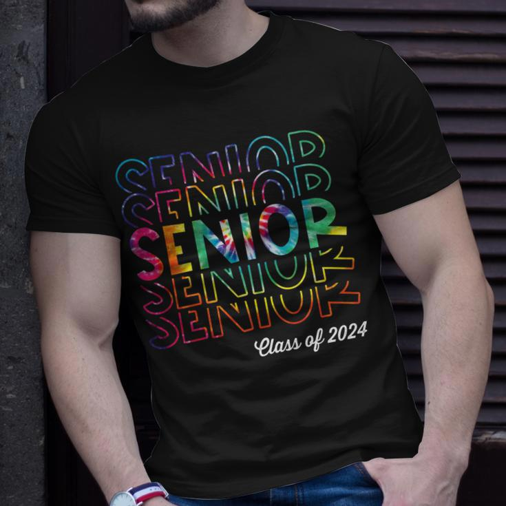 Senior 2024 Retro Tye Dye 2024 High School Graduate Class Unisex T-Shirt Gifts for Him