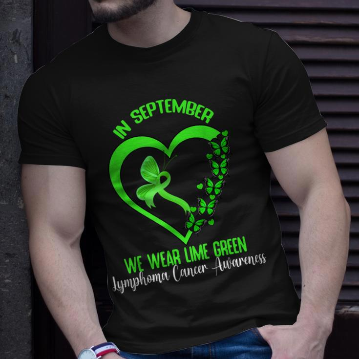 In September We Wear Green Ribbon Lymphoma Cancer Awareness T-Shirt Gifts for Him