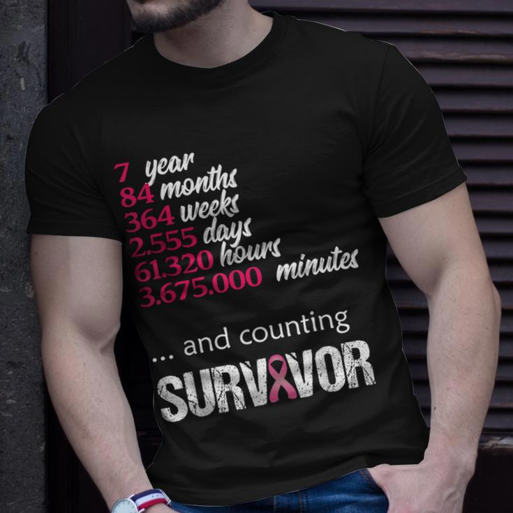 Seven 7 Years Survivor Breast Cancer Awareness T-Shirt Gifts for Him