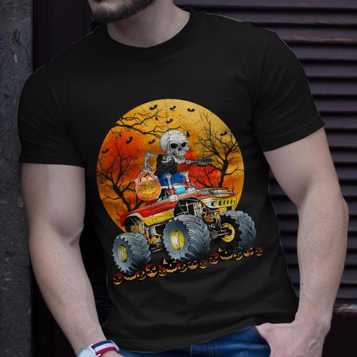 Skeleton Monster Truck Moon Candy Toddler Boys Halloween T-Shirt Gifts for Him