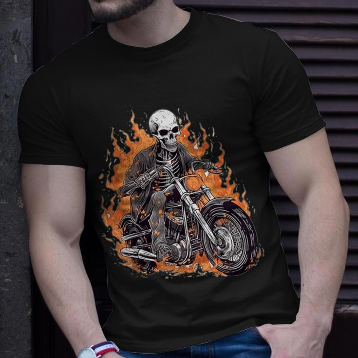 Skeleton Riding Motorcycle Halloween Costume Biker Boys T-Shirt Gifts for Him