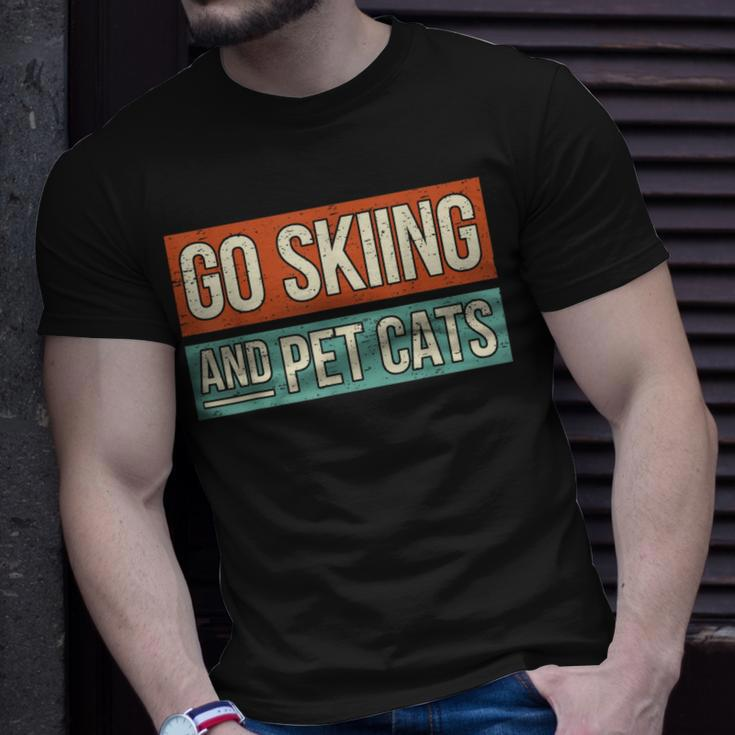 Ski Go Skiing And Pet Cats Skier T-Shirt Gifts for Him
