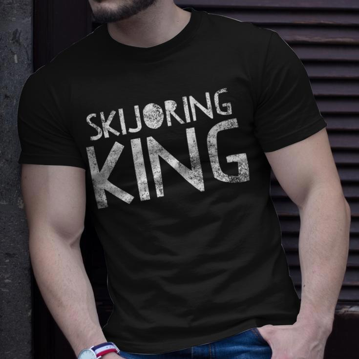 Skijoring King Ski Skiing Winter Sport Quote Skis T-Shirt Gifts for Him