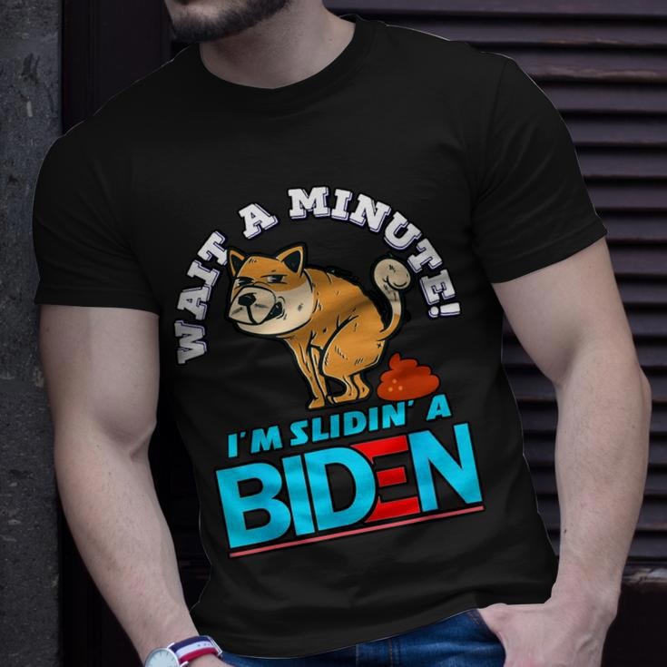 Slidin Biden Funny Dog Trump Political Sarcasm Unisex T-Shirt Gifts for Him