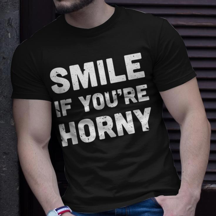 Smile If You're Horny Adult Gag T-Shirt Gifts for Him