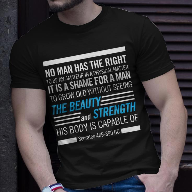 Socrates Physical Fitness Quote Bodybuilding Exercise T-Shirt Gifts for Him